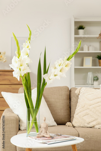 Vase with gladiolus flowers...