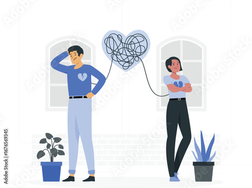 Couple stress and friendship illustration