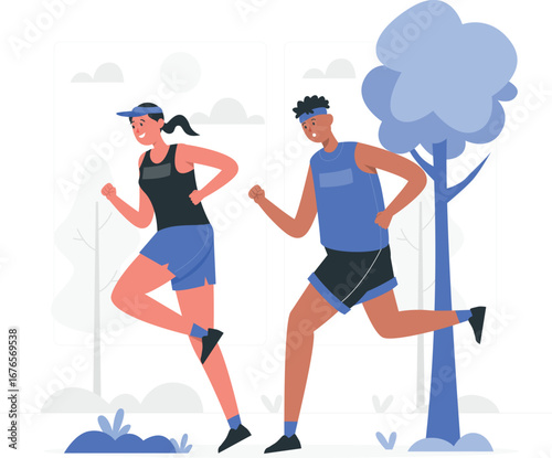 Cross country race illustration with rafiki character