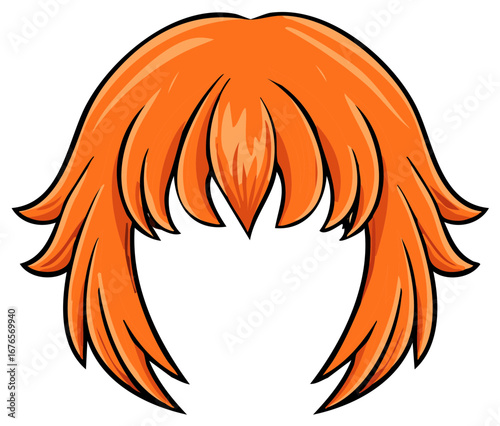 Cartoon orange hair wig isolated on white background