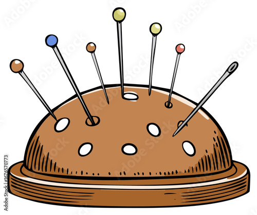 Sewing Pincushion with Assorted Pins and Needle