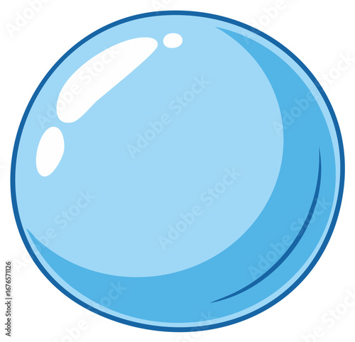 Bright blue cartoon bubble with highlights and clean outline