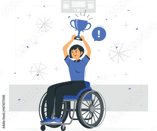 Disabled winner rafiki character design illustration