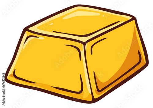 Illustration of a Yellow Gold Bar Simple Cartoon Style Isolated on White Treasure and Wealth