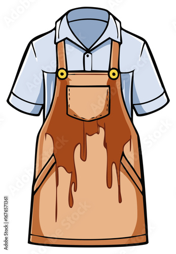 Dirty Chef Apron and Shirt Cartoon Illustration