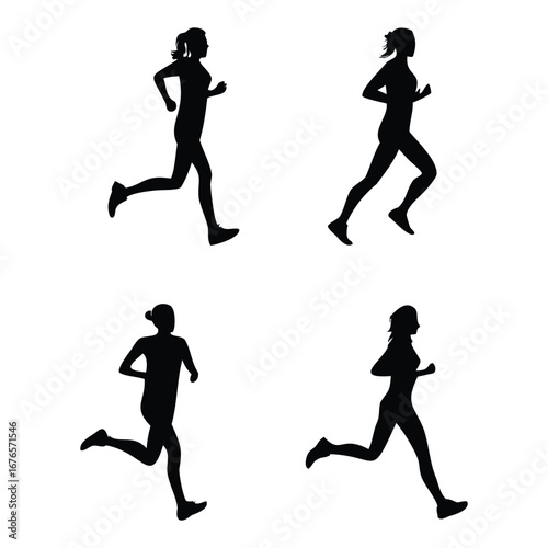 Silhouette Collection of Runners in Motion