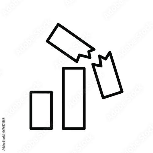 Breaking Barriers: A graphic symbol of a broken graph element, symbolizing the breaking of barriers, challenging limitations, and driving growth and evolution. 