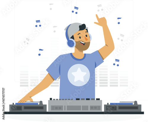 Dynamic dj with african rafiki character design
