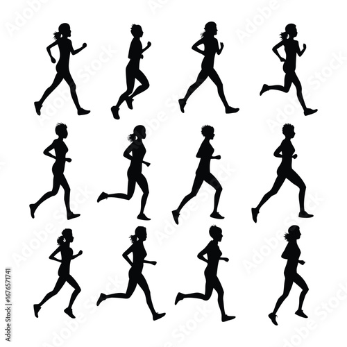 Silhouette Collection of Runners in Motion