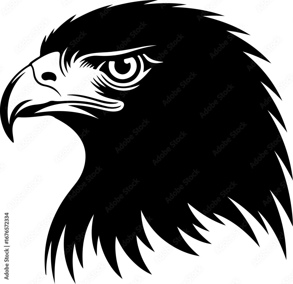 Obraz premium American hawk head black silhouette vector