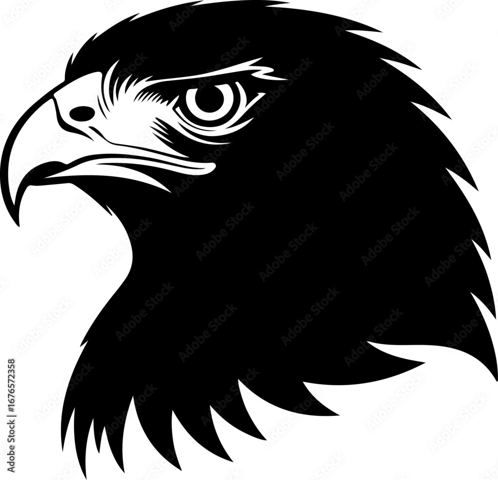 Obraz premium American hawk head black silhouette vector