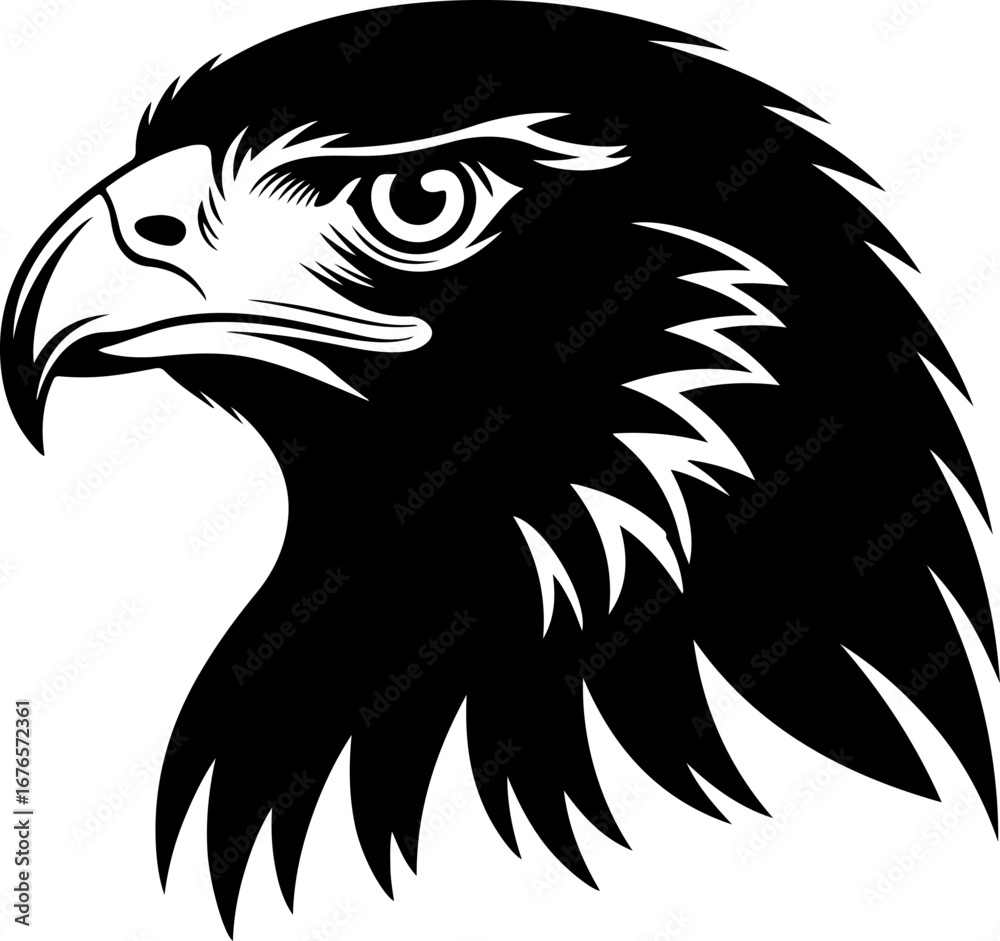 Obraz premium American hawk head black silhouette vector