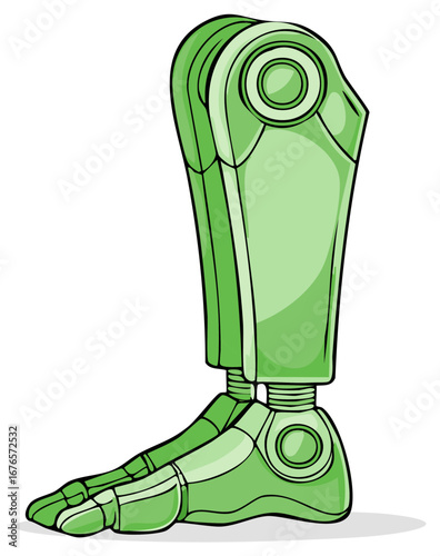 Modern robotic prosthetic leg with articulated foot and smooth contours