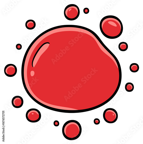 Illustrative Red Blood Cells Grouping around a Central Mass in Simple Cartoon Style