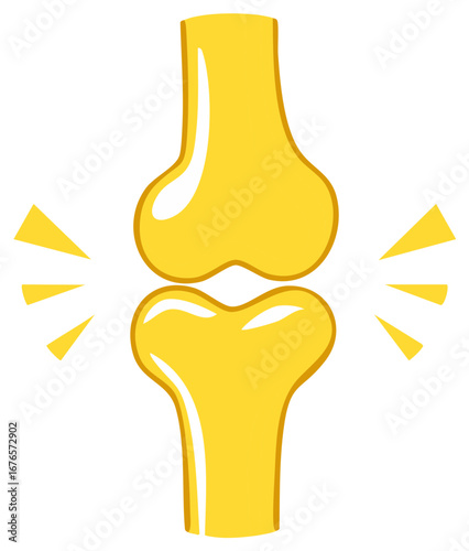 Illustration of a healthy and strong shiny yellow human bone joint