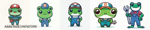frog vector in mechanical costume