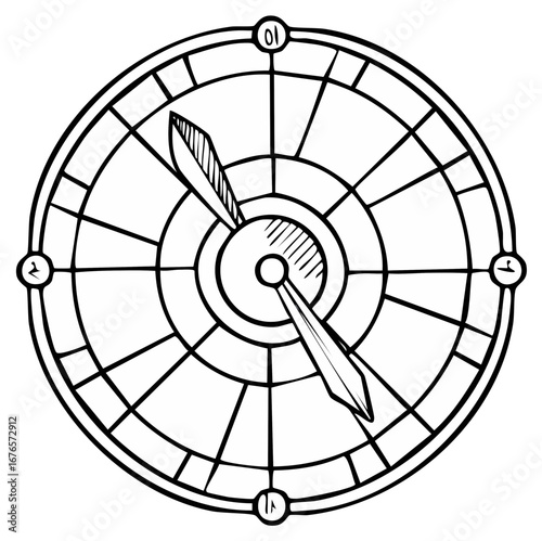 Compass Rose Illustration Nautical Navigation Tool Wind Rose Sketch