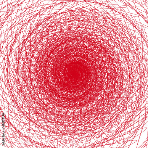 Hypnotic red spiral of tangled lines radiating inward — bold, intense, and perfect for abstract, energetic, or dramatic designs with swirling, vortex-like motion.