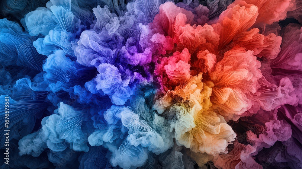 Obraz premium Abstract colorful burst of gradient patterns digital art vibrant environment aerial view creative concept for art lovers