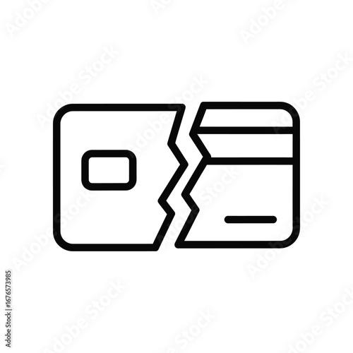 Broken Card: A stark outline of a cracked card, symbolizing financial troubles, debt, or a breach of payment