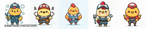 vector of chicken in mechanical costume