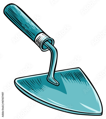 Turquoise Trowel Tool for Gardening and Construction Work