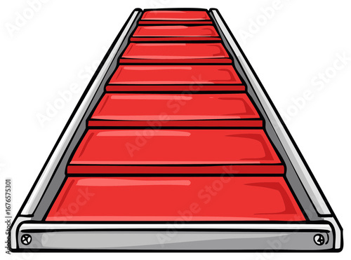 Cartoon Illustration of a Red Carpet Stairway Leading Upward