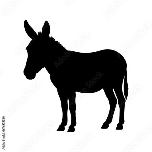 Donkey silhouette icon vector flat illustration on white background.