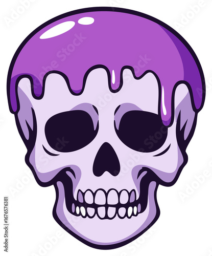 Cartoon skull with dripping purple icing