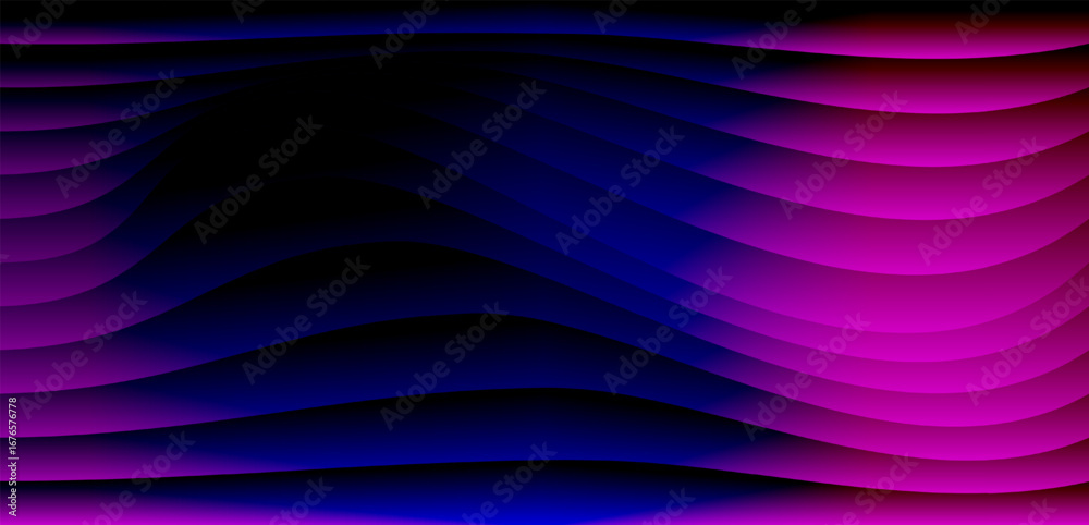 Naklejka premium Abstract background with wavy lines in shades of purple, blue, and black, creating a dynamic design