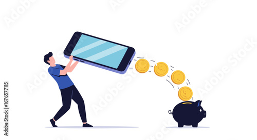 Effortless online banking and saving with a mobile app leading to long term financial security