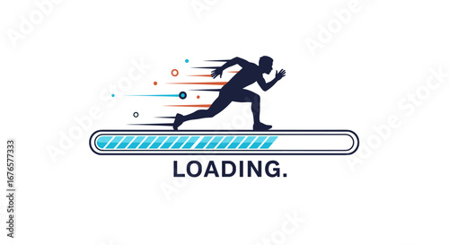 Dynamic loading animation with running silhouette for modern app development showcases speed and progress