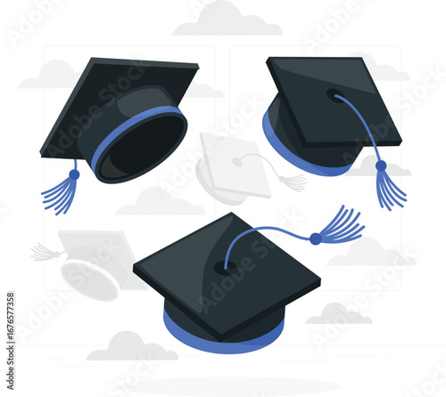 Graduation hats celebration banner advertisement