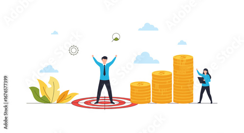 Celebrate financial success with a winning strategy and team work towards revenue growth together now