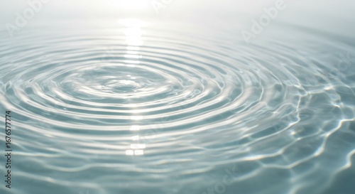 水面に広がる穏やかな波紋 優しい光が反射する. AI Generated