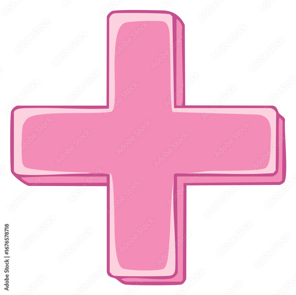 Obraz premium Simple pink plus symbol with a 3D effect and rounded edges