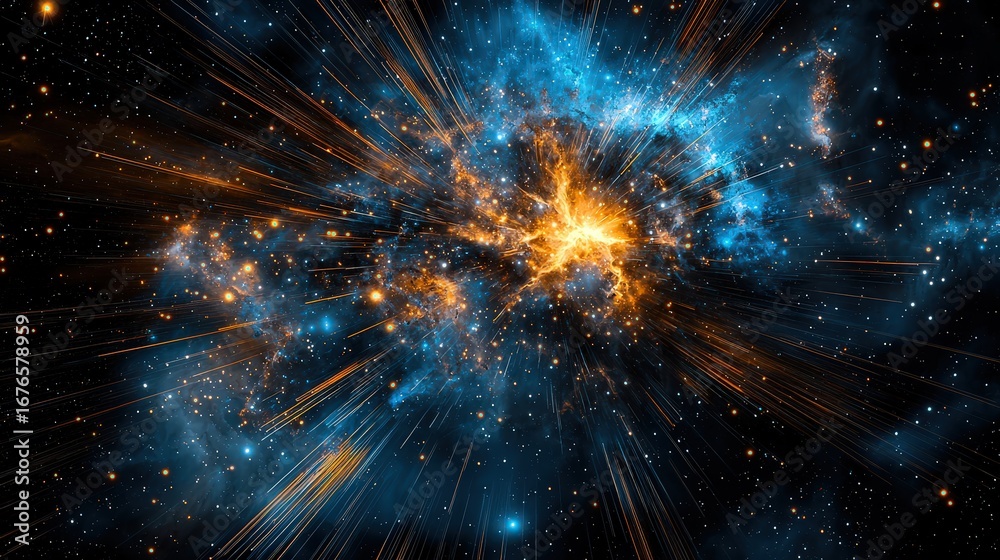 Fototapeta premium Cosmic explosion event captured in stunning detail outer space digital art nebula environment wide-angle viewpoint astronomy concept