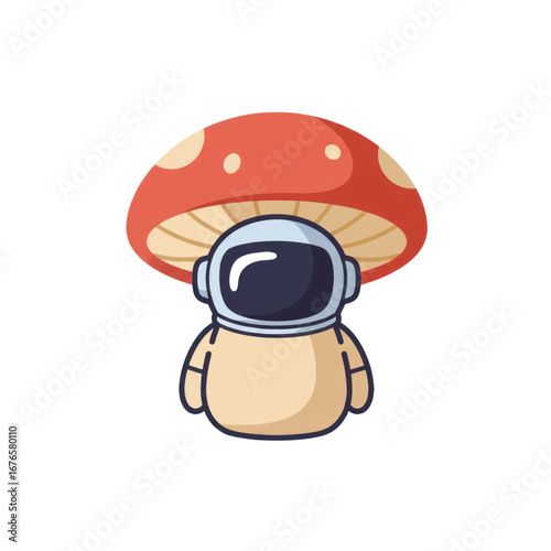 Cute chibi astronaut character with a large red and white spotted mushroom cap.