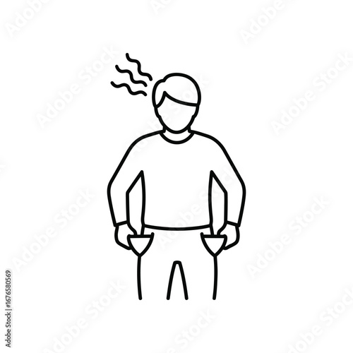Financial Burden: A minimalist illustration portrays a figure with empty pockets, symbolizing the emotional weight of financial troubles.