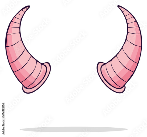 Cartoon Devil Horns Costume Props Pink Accessory Vector Illustration