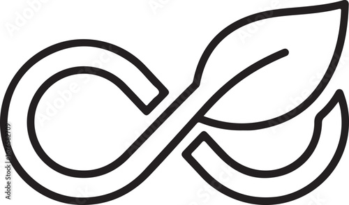 Infinity Symbol Merged with a Leaf and Stem endless eternal