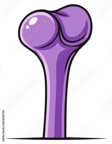 Cartoon Purple Femur Bone - Healthcare and Anatomy Illustration