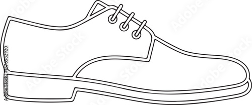 Outline drawing of a classic men s leather oxford dress shoe