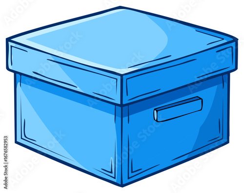 Blue Storage Box with Lid Cartoon Style Container Bin Organizer for Home and Office