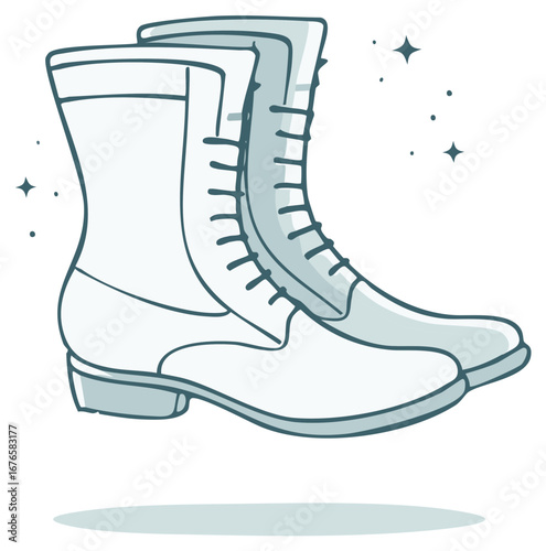 Pair of Laced Boots Illustration Footwear Fashionable Boots Stylish Shoes