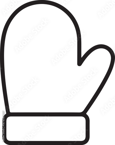 Simple outline drawing of a winter mitten