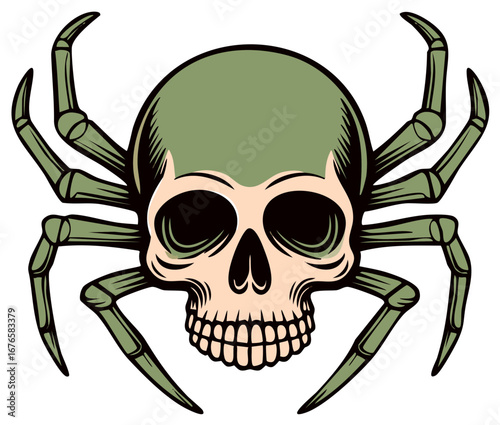 Macabre Spider Skull Hybrid Creature Illustration