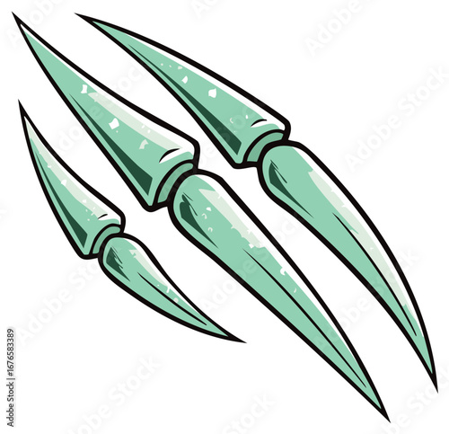 Three sharp, icy green claw marks with a rough texture and dark outlines