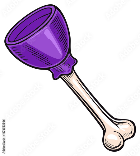 Purple Lollipop Shaped Like a Bone and Plunger