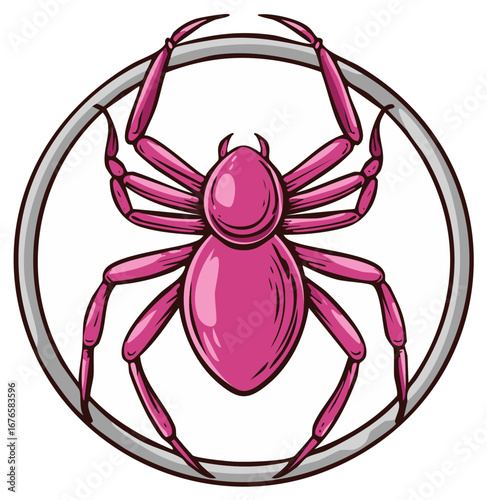 Vibrant Pink Spider Icon Emblematic of Strength and Resilience